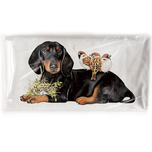 Mary Lake-Thompson Doxie with Birds Cotton Flour Sack Dish Towel