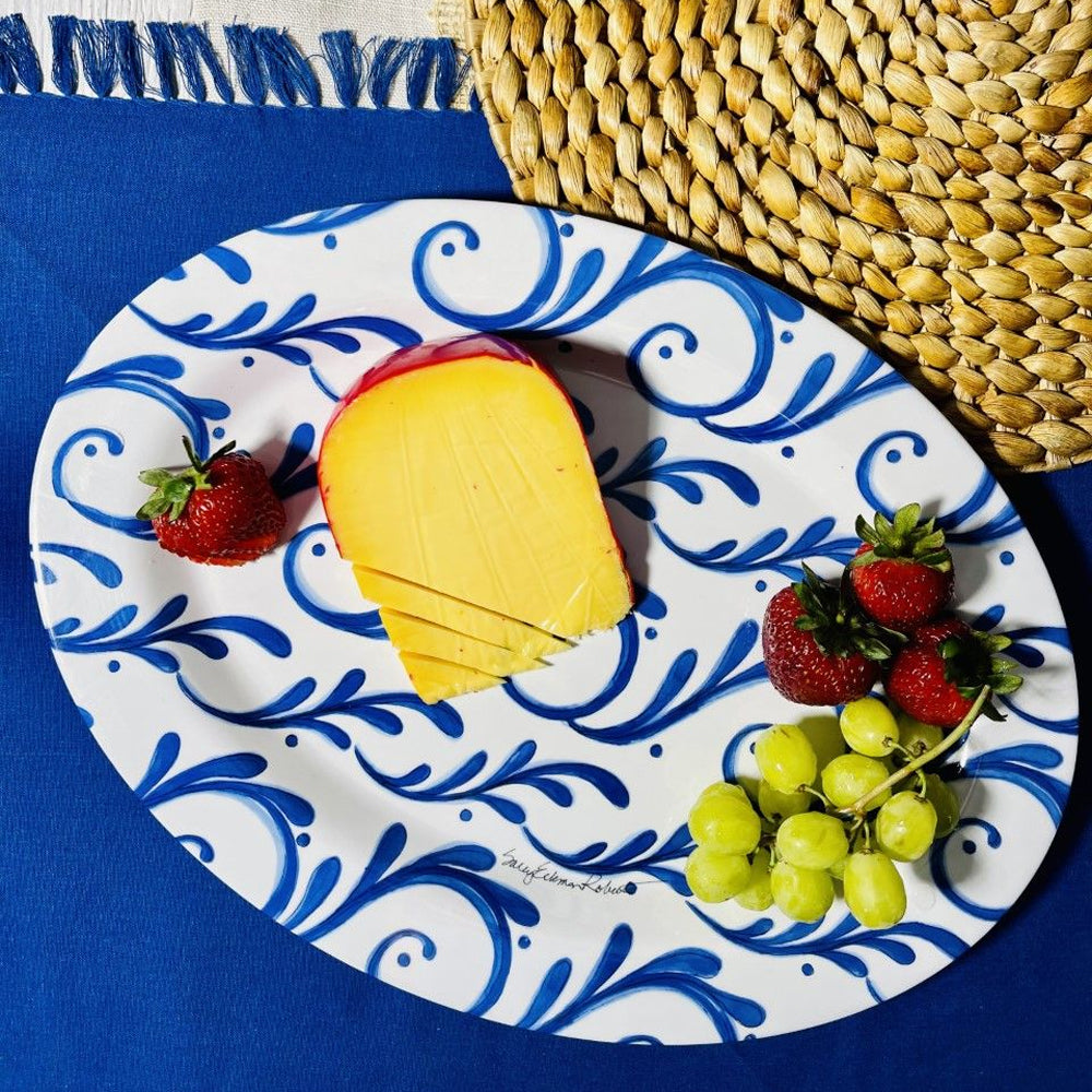 Bamboo Table Indigo Song Oval Platter