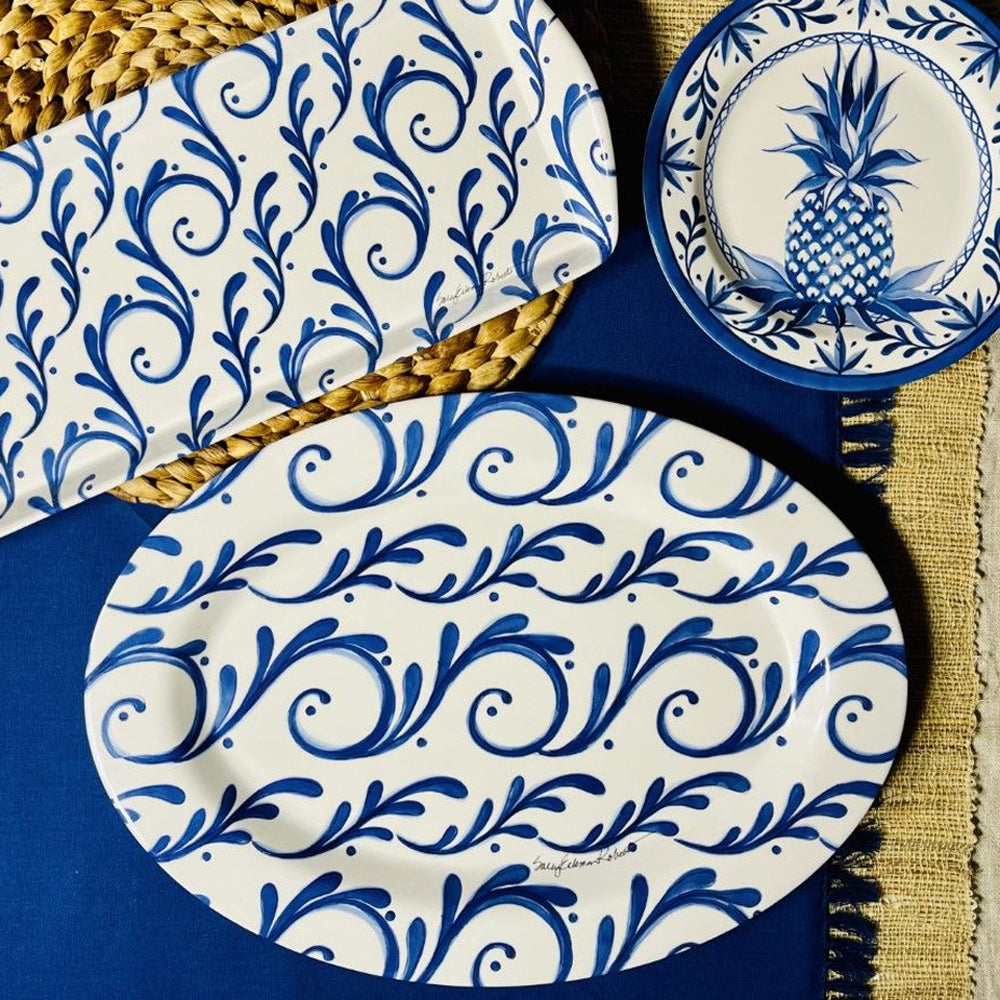 Bamboo Table Indigo Song Oval Platter
