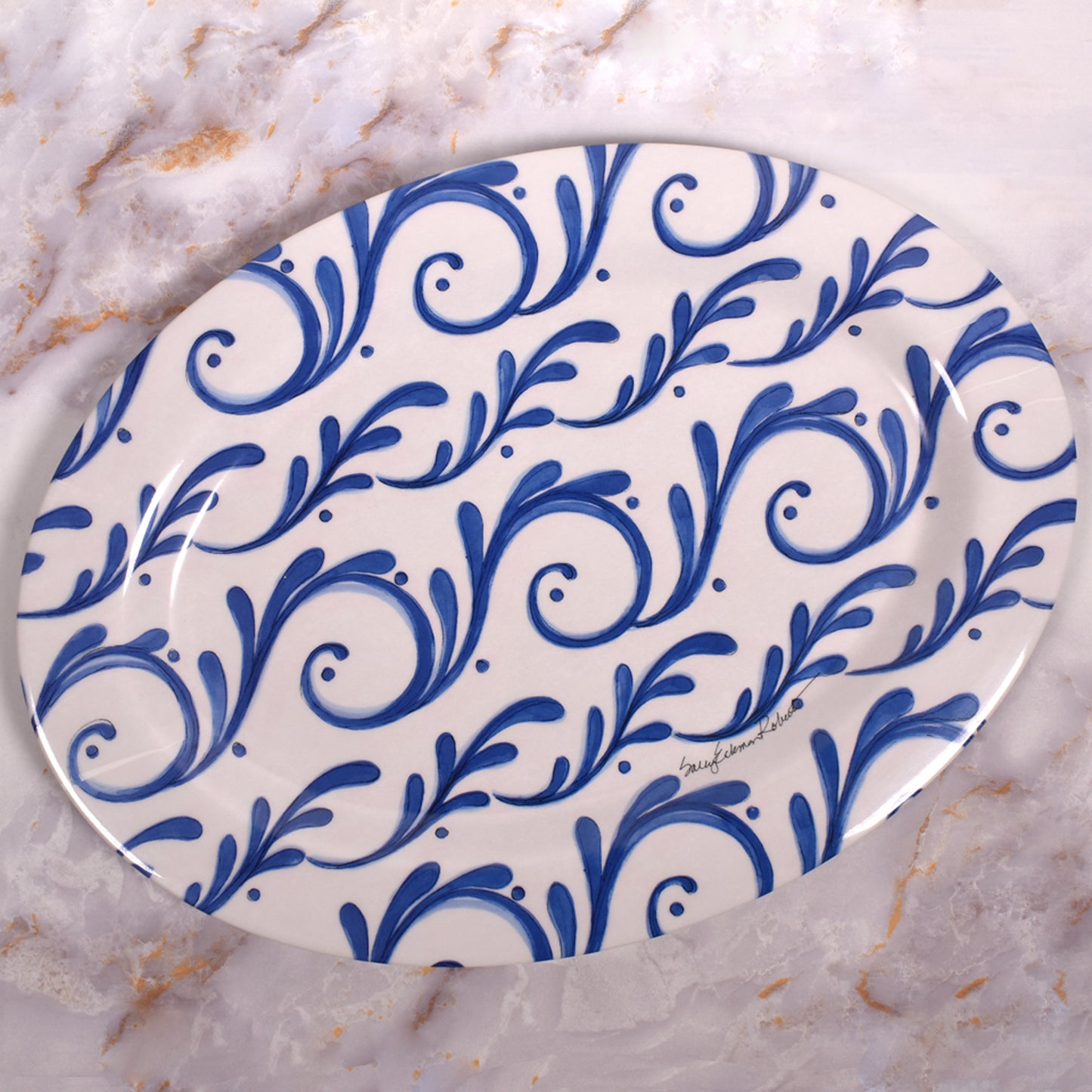 Bamboo Table Indigo Song Oval Platter