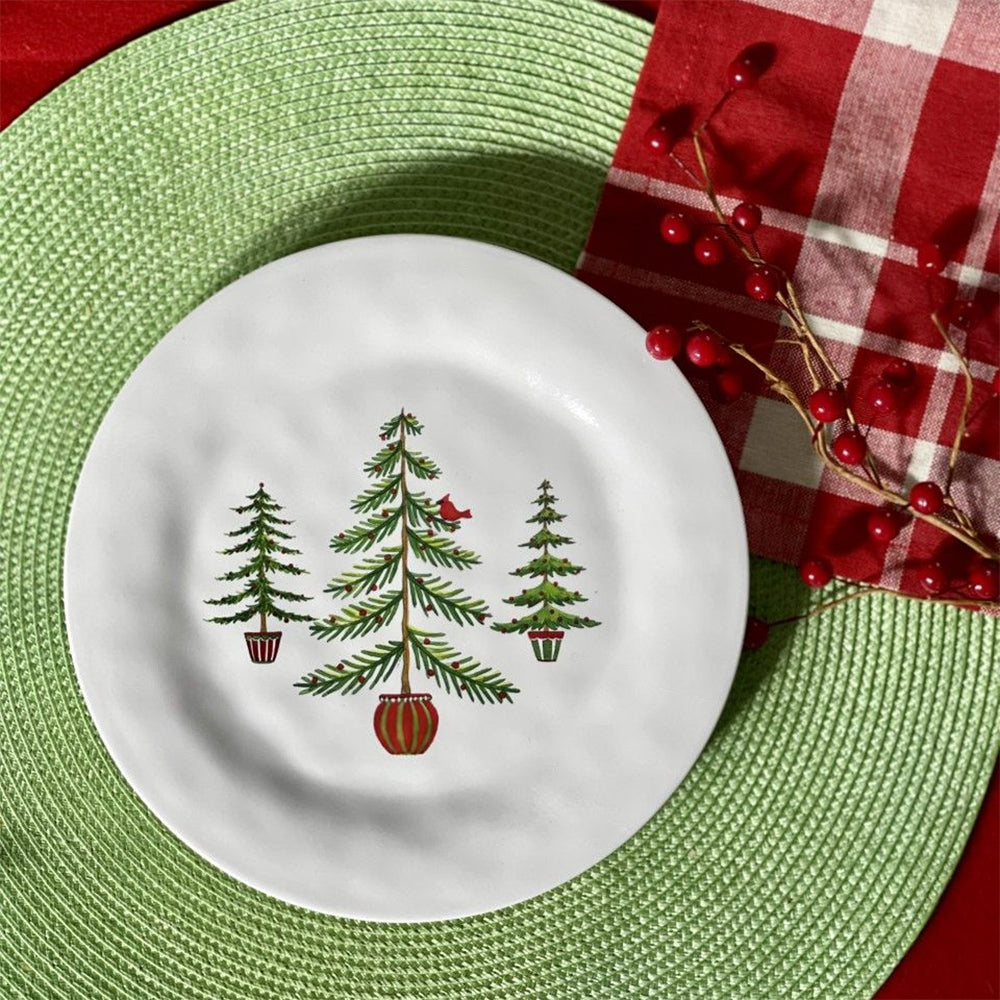 Bamboo Table Holiday Trees 8-inch Snack/Salad/Dessert Plate, Set of 4