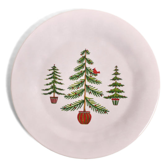 Bamboo Table Holiday Trees 8-inch Snack/Salad/Dessert Plate, Set of 4