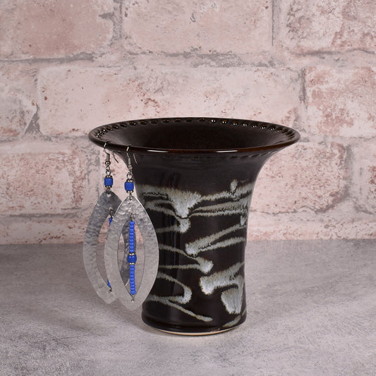 Barb Lund Pottery Earring Holder, Black/White