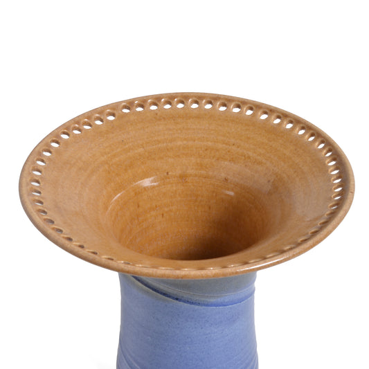 Barb Lund Pottery Earring Holder, Oatmeal/Medium Blue