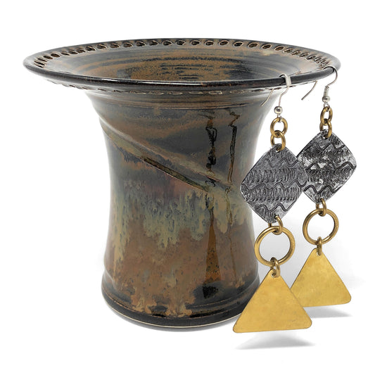 Barb Lund Pottery Earring Holder, Waterfall Brown