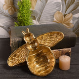 Decorative Bee Shaped Cast Iron Dish with Metallic Gold Finish