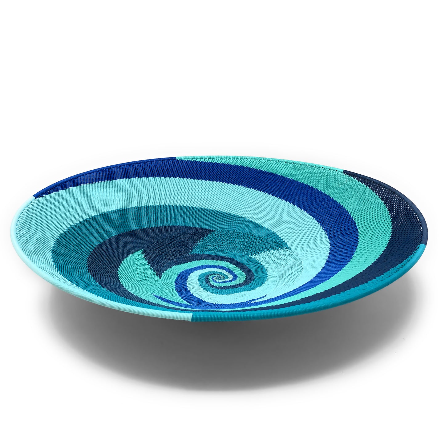 Fair Trade Zulu Telephone Wire 16-inch Platter Basket, African Ocean