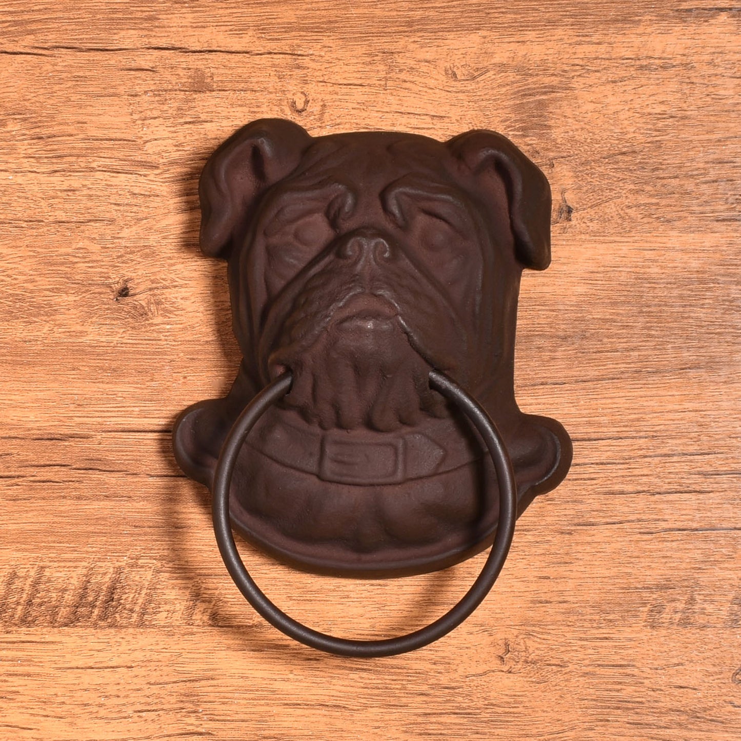 Cast Iron Bulldog Towel Ring, Rust