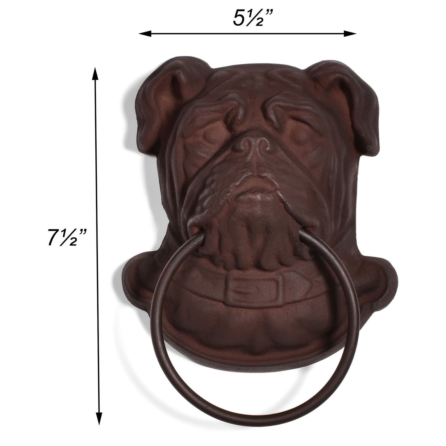 Cast Iron Bulldog Towel Ring, Rust