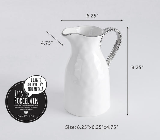 Pampa Bay Salerno 44-oz. Porcelain Pitcher with Titanium Accents, White/Silver