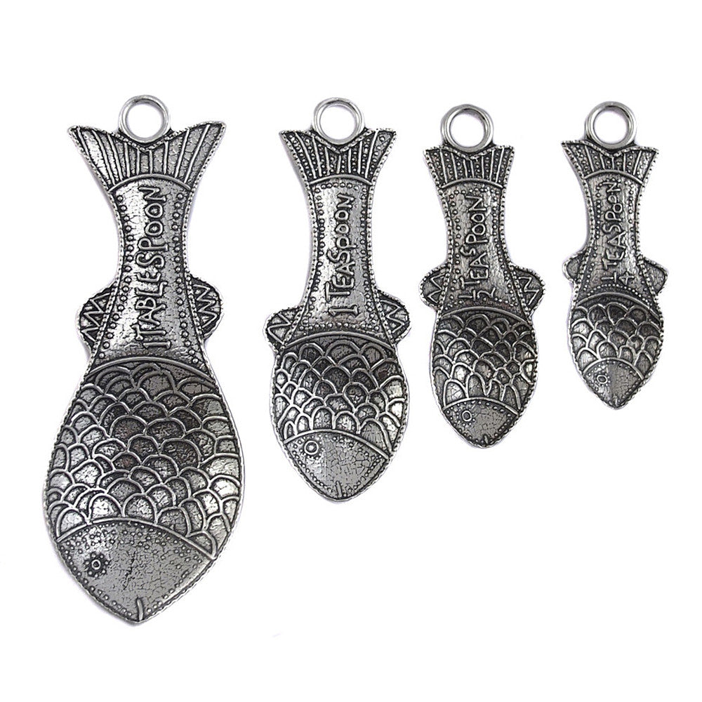 Fish Pewter Measuring Spoons with Counter Top Post - Ocean Offerings