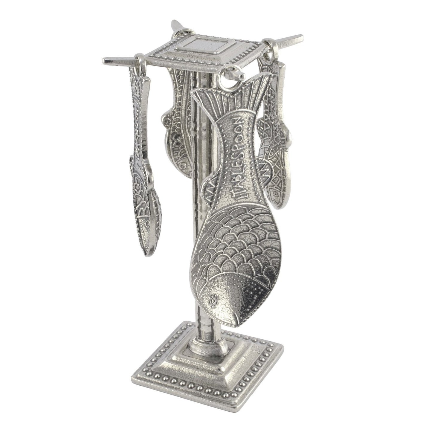 Crosby and Taylor Fish Pewter Measuring Spoons with Display Post - The Barrington Garage