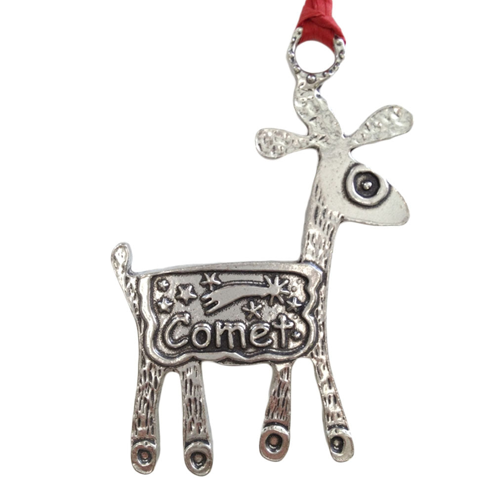 Crosby and Taylor Reindeer Handmade Pewter Ornament