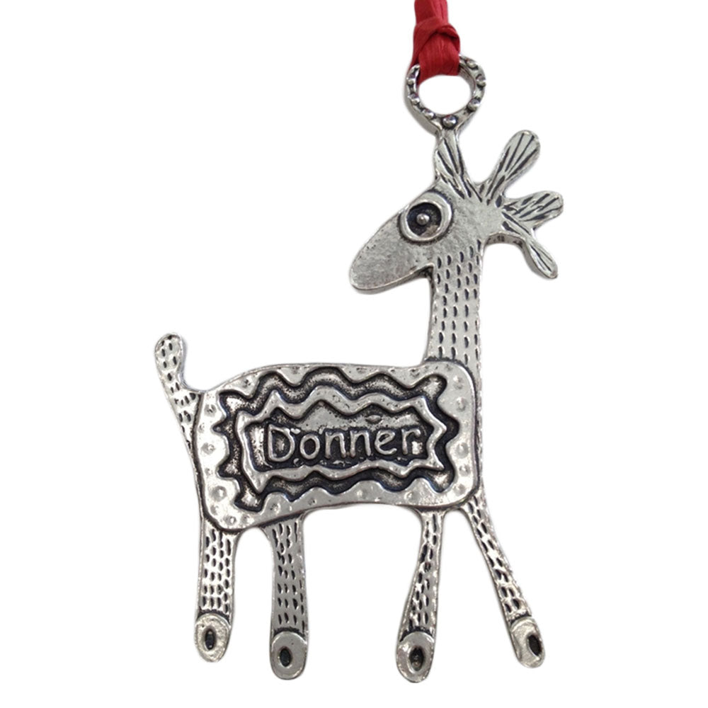 Crosby and Taylor Reindeer Handmade Pewter Ornament