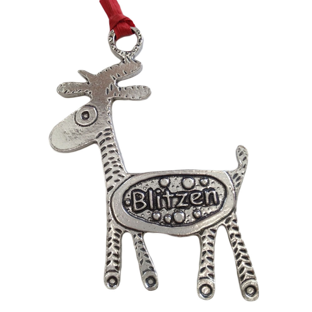 Crosby and Taylor Reindeer Handmade Pewter Ornament