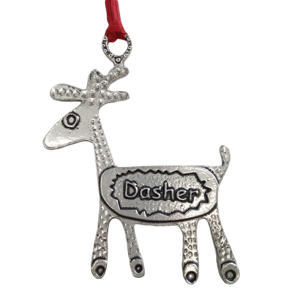 Crosby and Taylor Reindeer Handmade Pewter Ornament