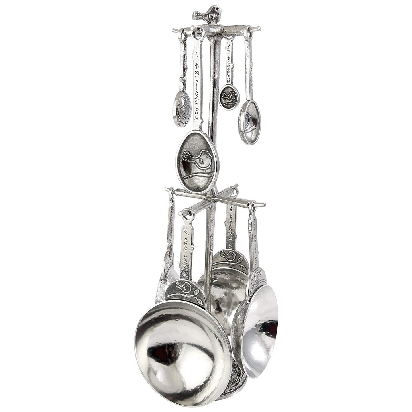 Crosby and Taylor Bird Pewter Measuring Cups and Spoons Super Post Set