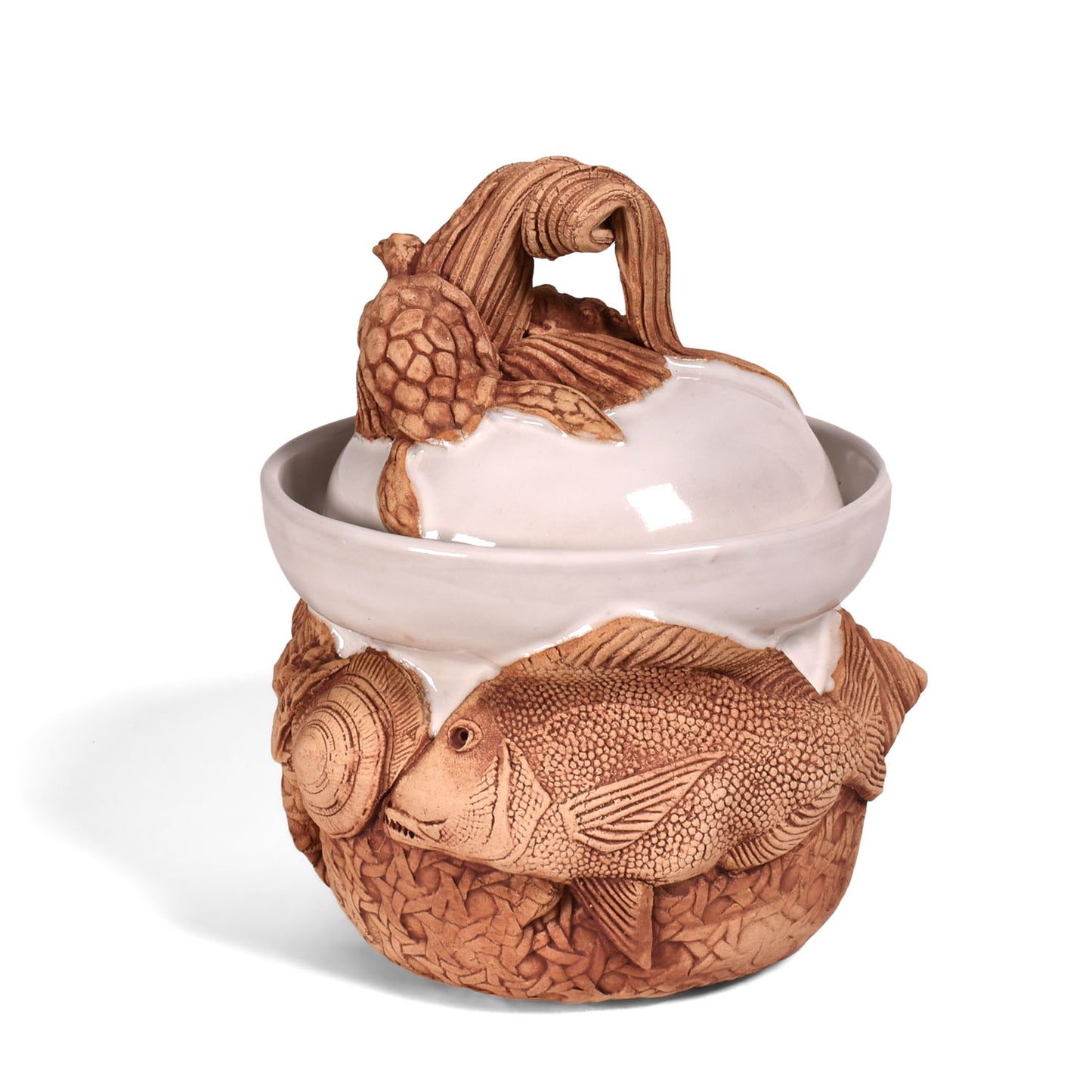 Charlestowne Porcelaine American Handmade Sea Creatures Sugar Bowl, Each One Unique
