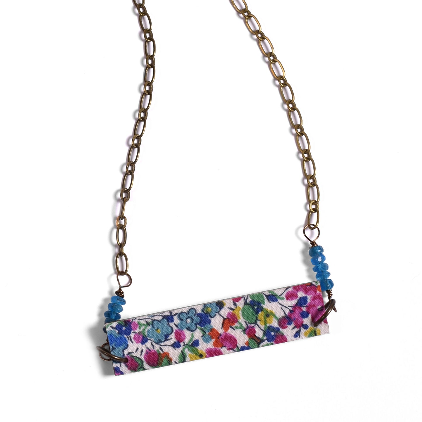 Cicada Design Wooden Bar Necklace with Liberty London Emma and Georgina Fabric