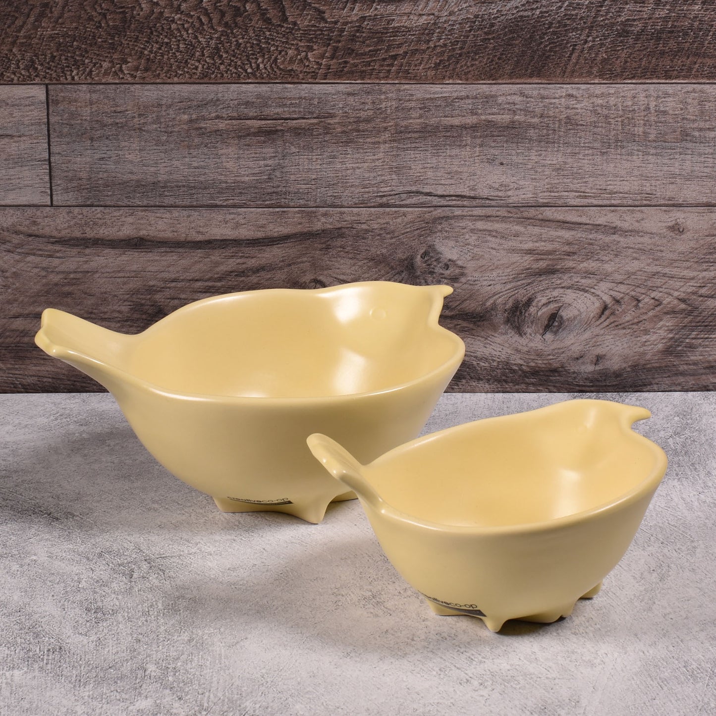 Creative Co-Op Ceramic Bird Shaped Bowls, Set of 2, Yellow