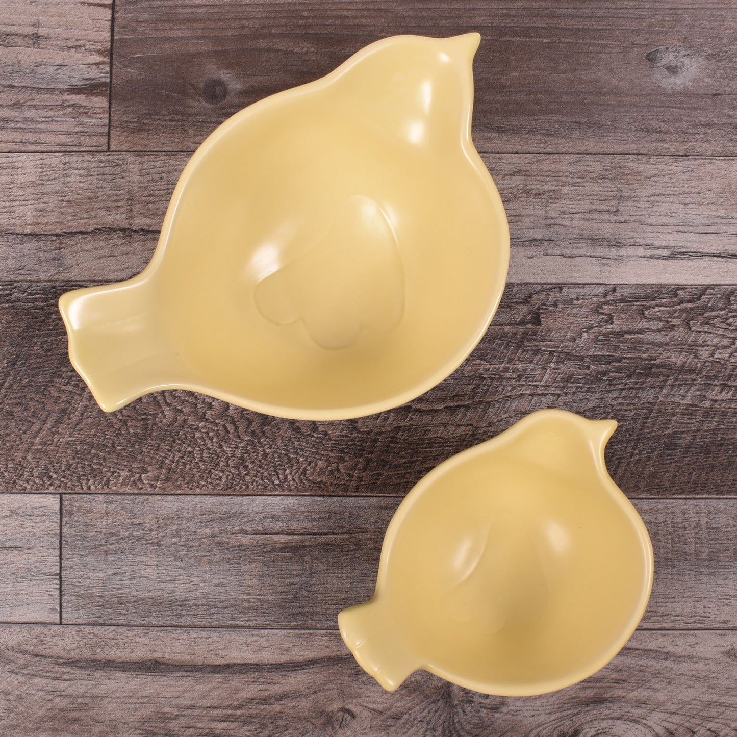 Creative Co-Op Ceramic Bird Shaped Bowls, Set of 2, Yellow