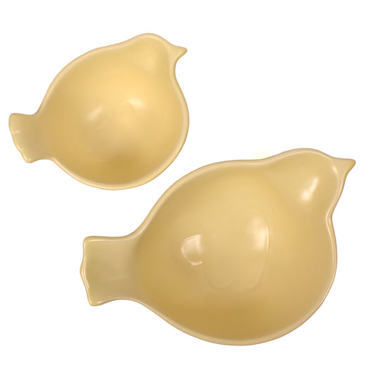 Creative Co-Op Ceramic Bird Shaped Bowls, Set of 2, Yellow