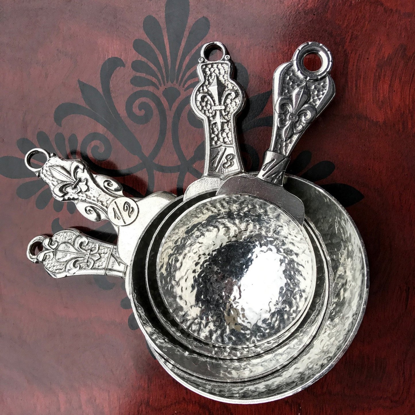 Crosby & Taylor Fleur de Lys Pewter Measuring Cup Set