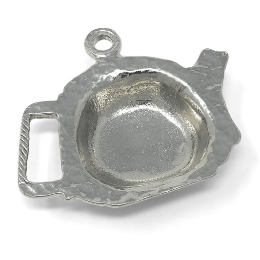 Crosby & Taylor Teapot Shaped Pewter Teabag Holder Trinket Dish