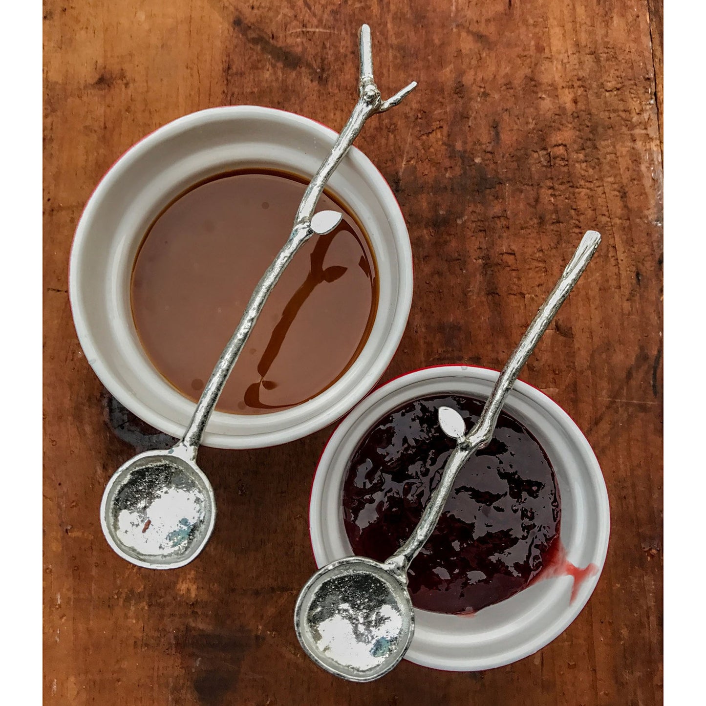 Crosby & Taylor Twig Pewter Condiment Spoons, Set of 2