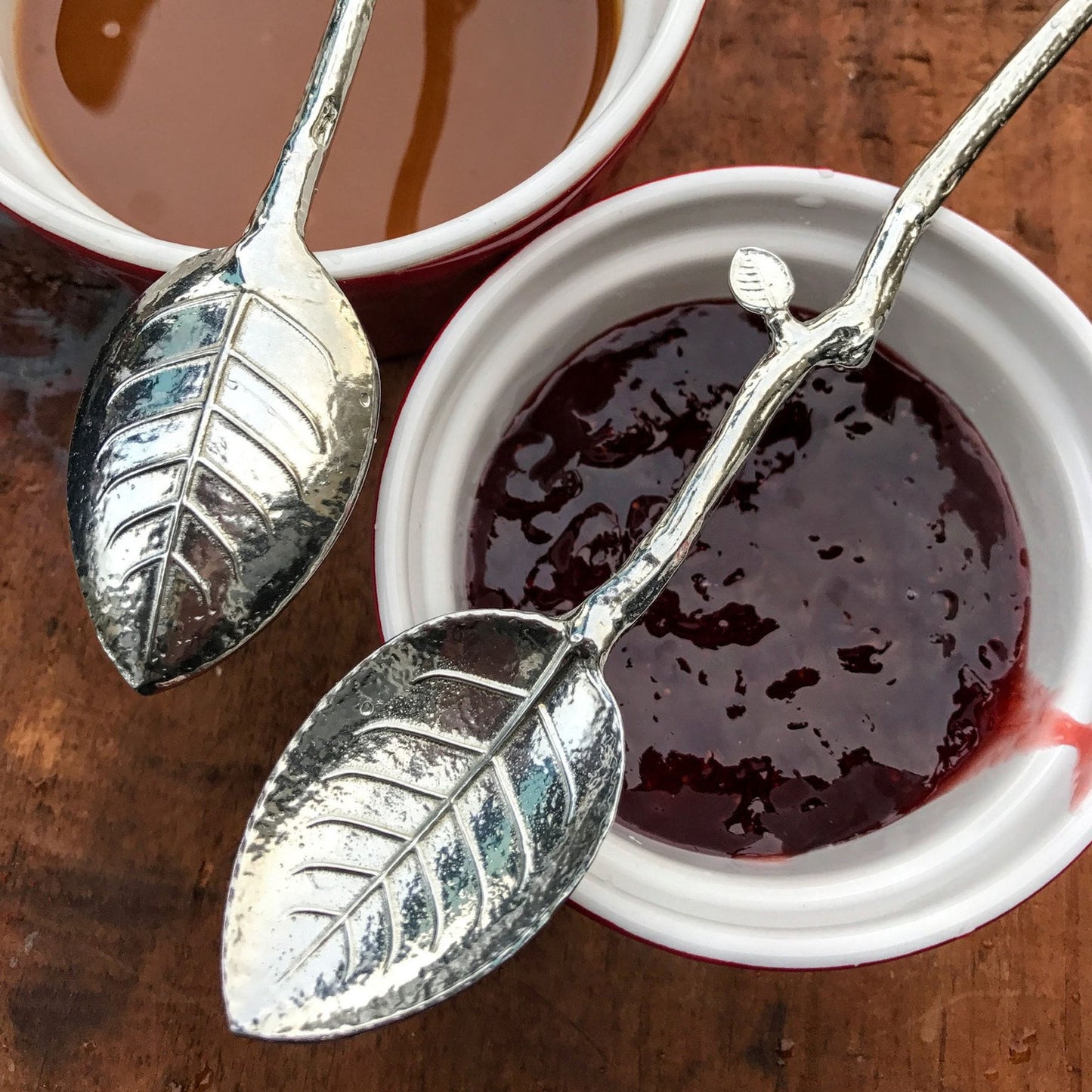Crosby & Taylor Pewter Twig Condiment Spoons, Set of 2