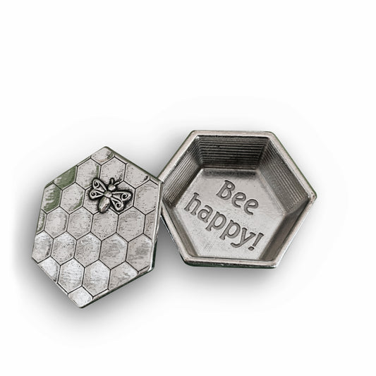 Crosby & Taylor Honeybee Bee Happy! 1-1/4" Tiny Pewter Sentiment Box