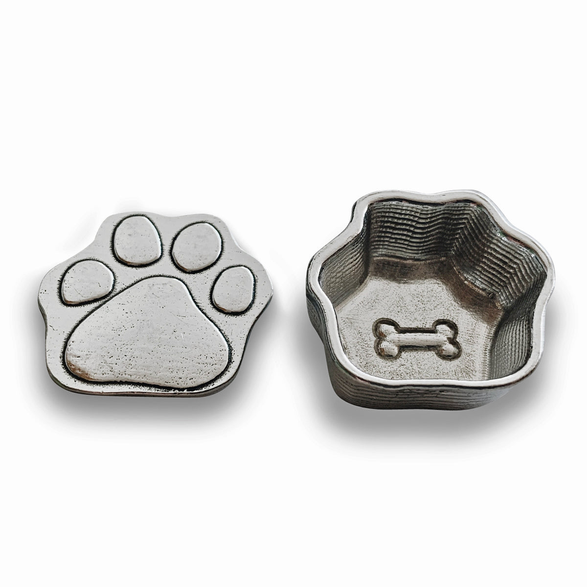 Crosby & Taylor Puppy Paw with Bone 1" Tiny Pewter Sentiment Box