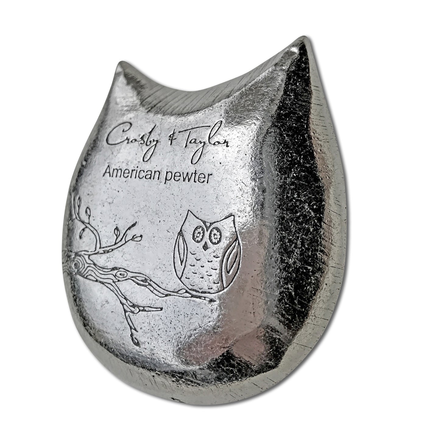 Crosby & Taylor Owl Pewter Teabag Holder Trinket Dish