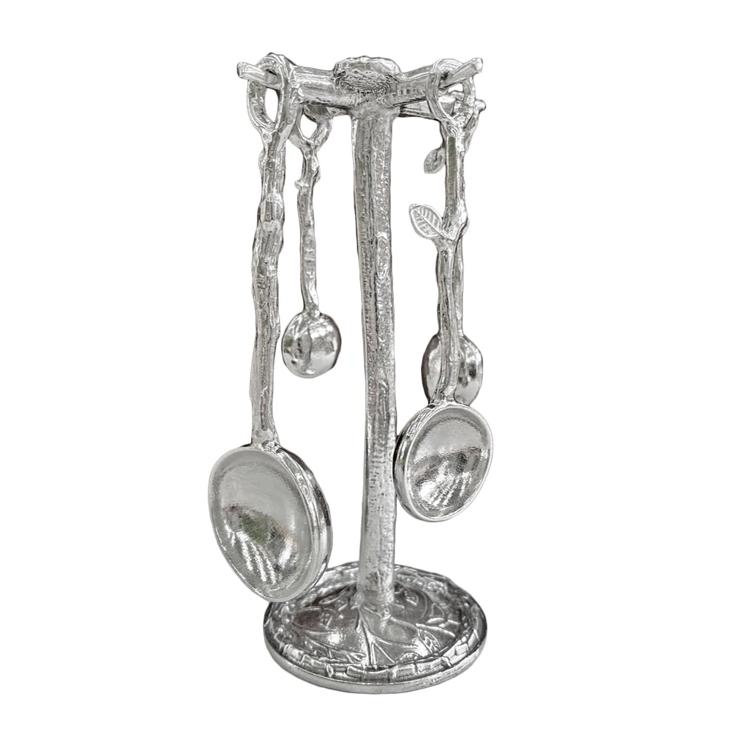 Crosby & Taylor Twig Pewter Measuring Spoon Set with Display Post, Lead-Free, Handmade in the USA