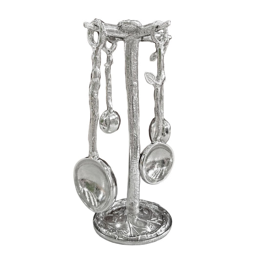 Crosby & Taylor Twig Pewter Measuring Spoon Set with Display Post, Lead-Free, Handmade in the USA