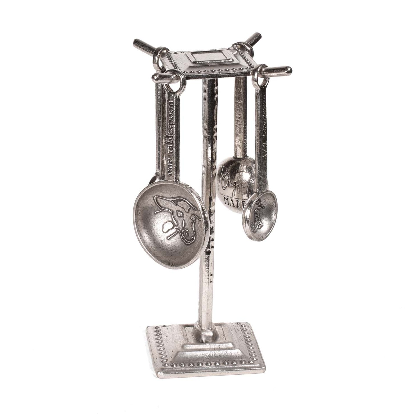 Crosby & Taylor Farm to Table Handmade Pewter Measuring Spoon Set with Display Post