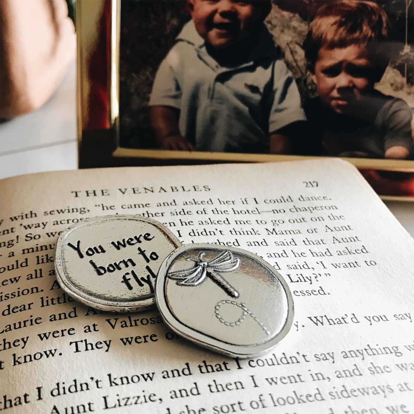 Crosby & Taylor Dragonfly, You Were Born to Fly! Pewter Sentiment Token Coin, American Handmade