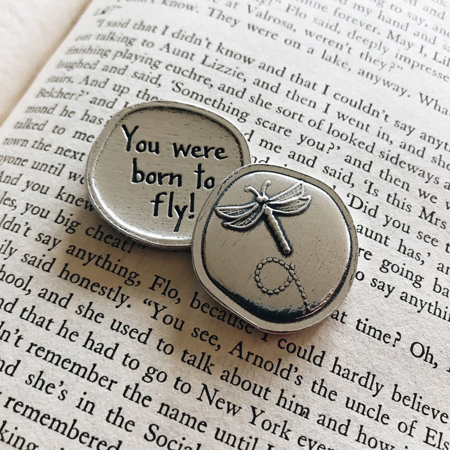 Crosby & Taylor Dragonfly, You Were Born to Fly! Pewter Sentiment Token Coin, American Handmade