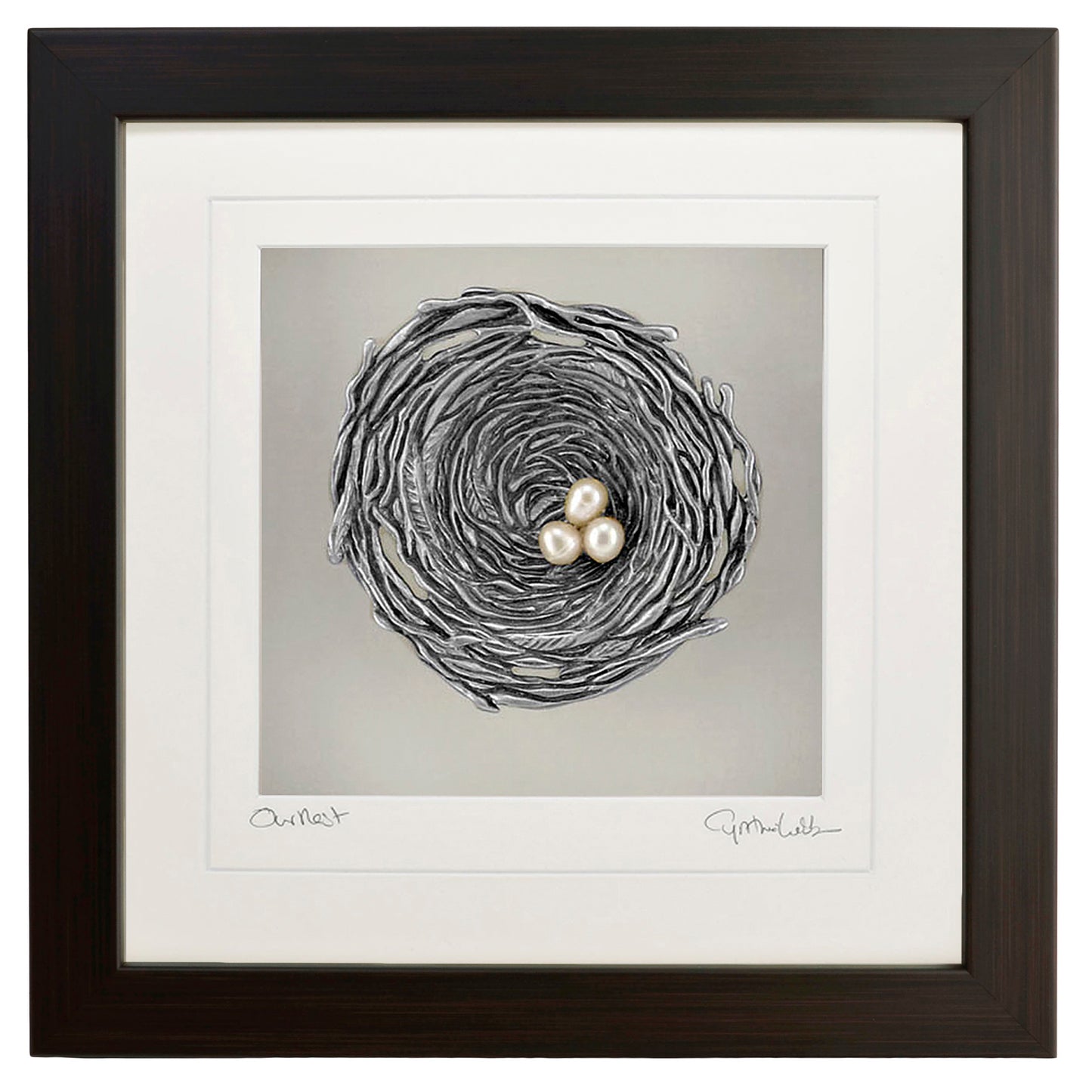 Cynthia Webb Designs Our Nest Pewter Wall Art, Large, Espresso Wood Frame