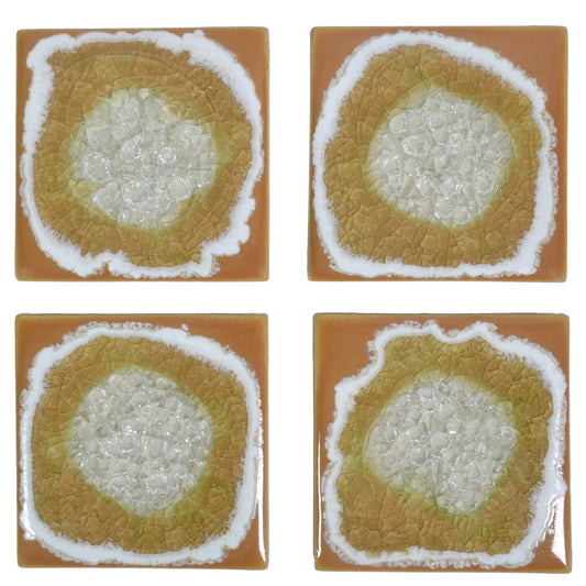 Dock 6 Pottery Crackled Glass Geode Coaster, Set of 4