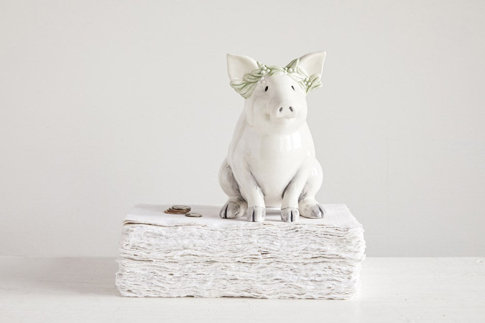 Creative Co-op 7-inch Ceramic Piggy Pank