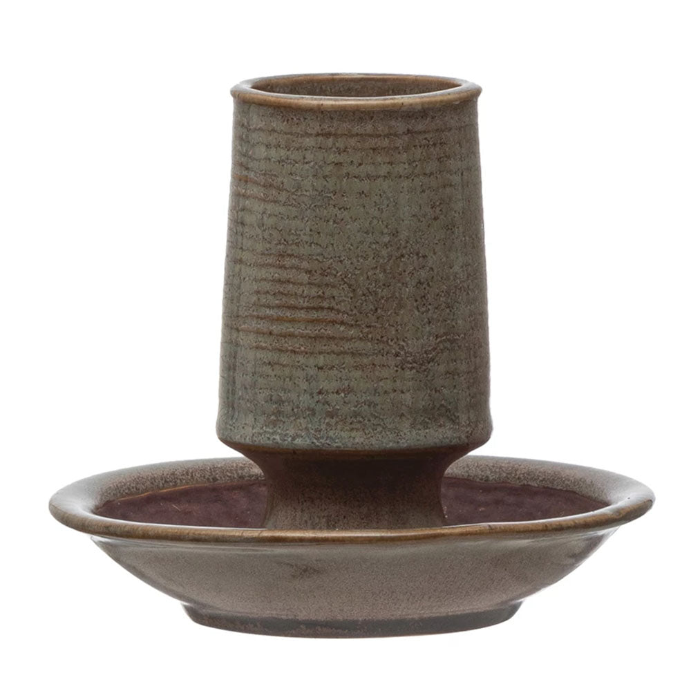 Creative Co-Op Stoneware Match Holder with Striker Plate, Gray