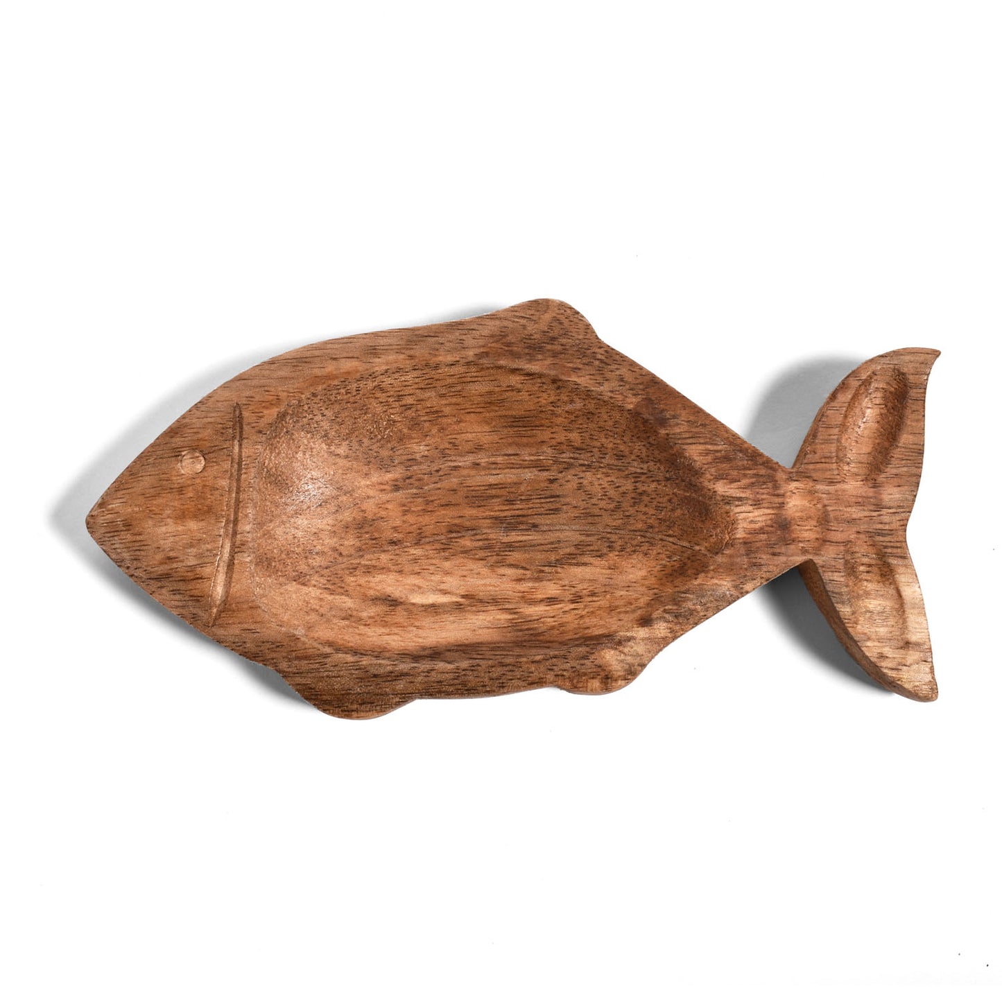 Hand-Carved 8 x 4-inch Mango Wood Decorative Fish-Shaped Dish, Each One Unique