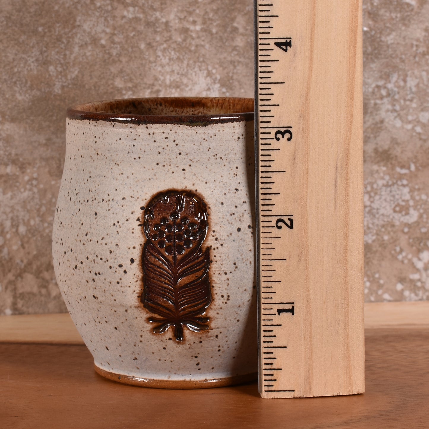 Dirty Dog Pottery Handmade 8-ounce Feather Tumbler in Speckled Ivory for Tea, Espresso, Wine, Sake