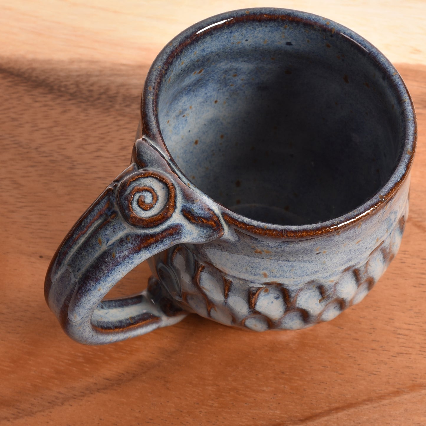 Dirty Dog Pottery Handmade Carved Mini Mug for Tea, Espresso, Shades of Blue