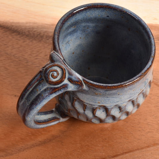 Dirty Dog Pottery Handmade Carved Mini Mug for Tea, Espresso, Shades of Blue
