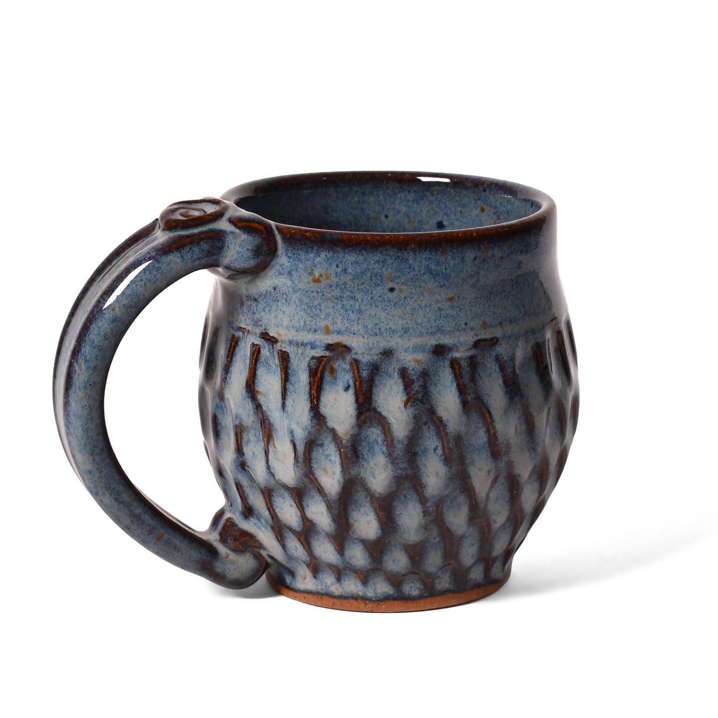 Dirty Dog Pottery Handmade Carved Mini Mug for Tea, Espresso, Shades of Blue
