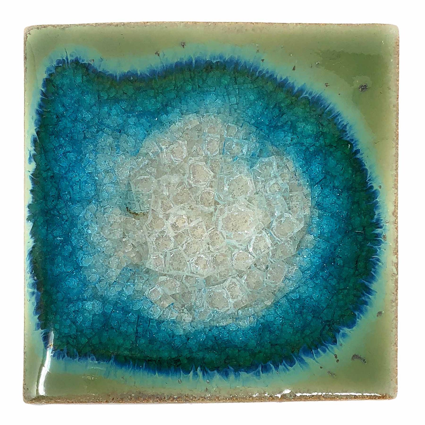 Dock 6 Pottery Coasters with Fused Glass, Set of 4, Jade