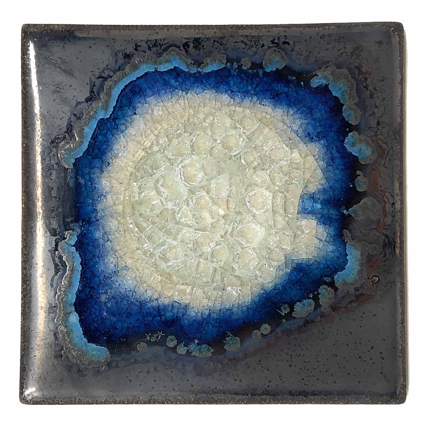 Dock 6 Pottery Coasters with Fused Glass, Set of 4, Tin Man