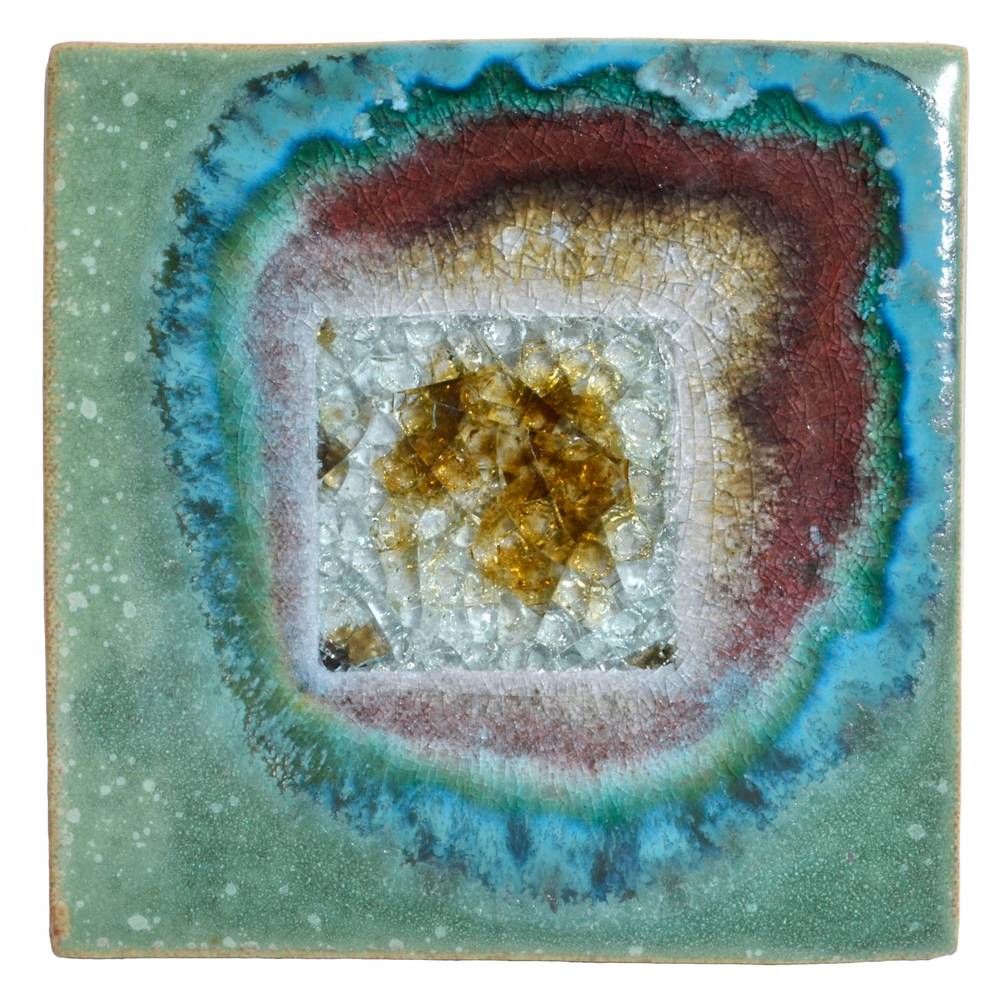 Dock 6 Pottery 5.5-inch Square Trivet with Fused Glass